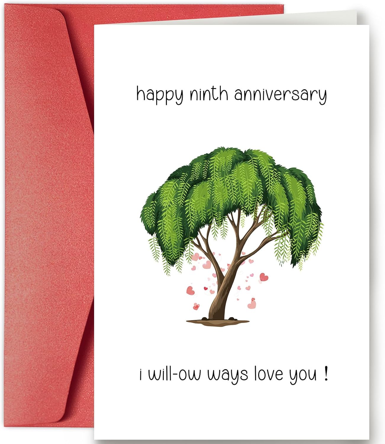 SuperShunhu Divertida tarjeta de 9 aniversario para marido y esposa, tarjeta de noveno aniversario de Willow, tarjeta de aniversario de 9 años,