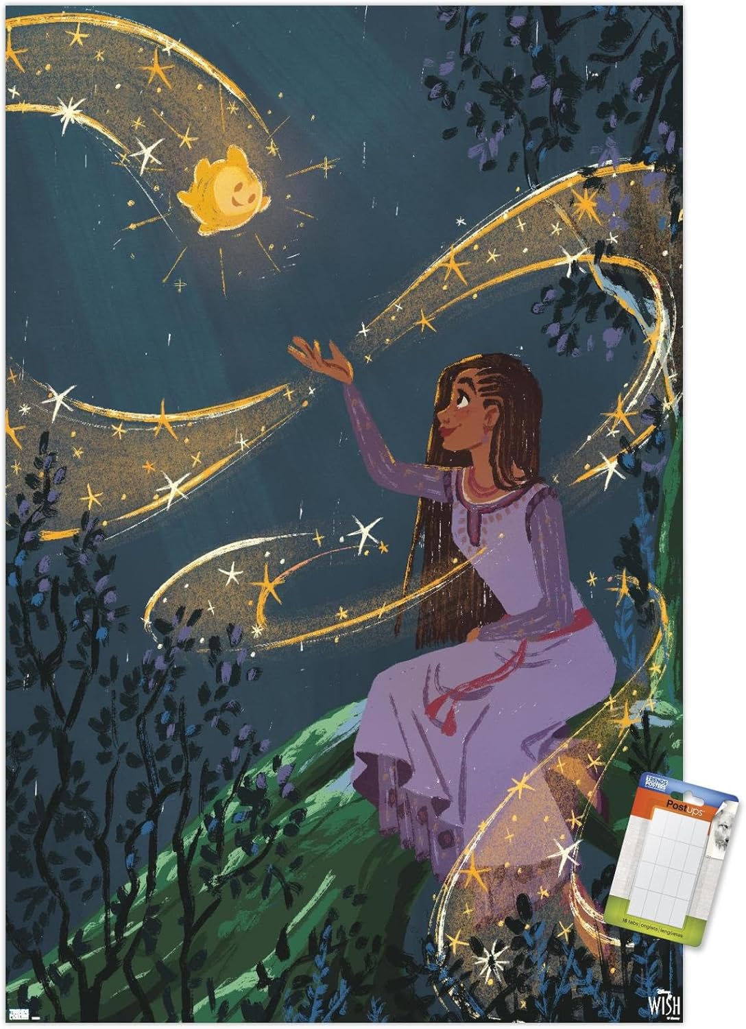 Trends International Disney Wish – Póster de collage 2 (Asha & Star), póster de pared, 14.72 x 22.37 pulgadas, paquete de póster y montaje prémium