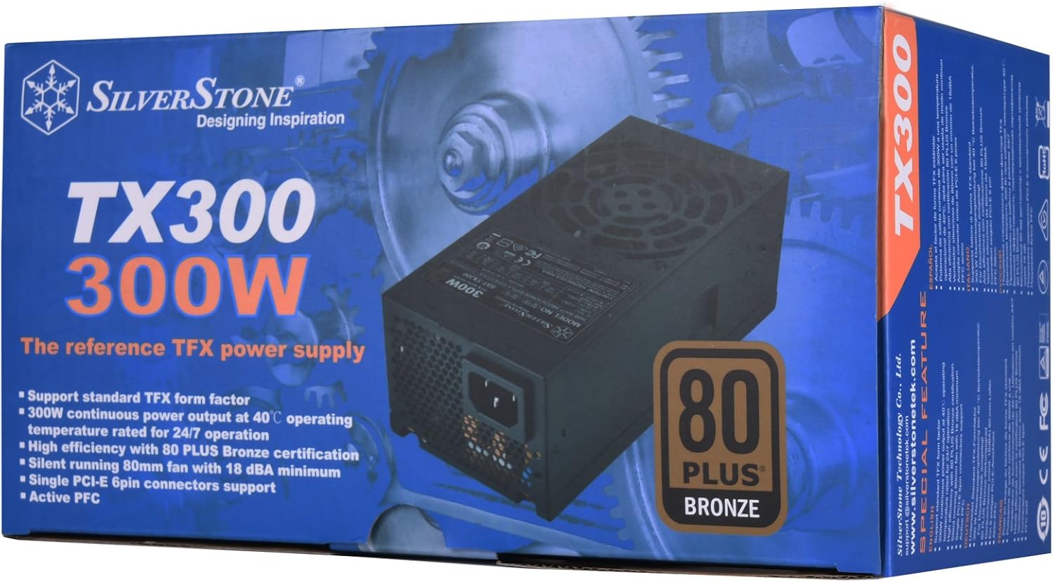 SilverStone Technology Fuente de alimentación para computadora TFX de 300 vatios con 80 Plus Bronze y un conector PCIe SST-TX300-USA