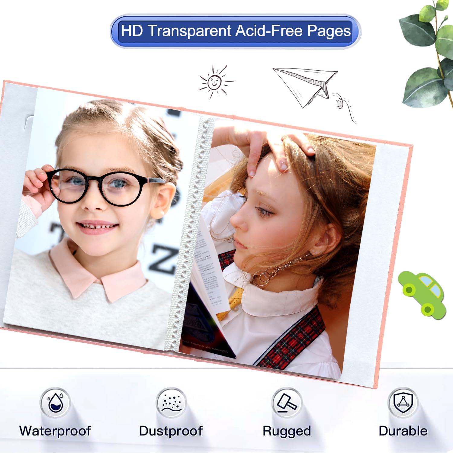 Zoview Art Álbum de fotos pequeño portátil de 4 x 6 pulgadas, cada 28 páginas transparentes con capacidad para 56 imágenes, mini álbumes de piel