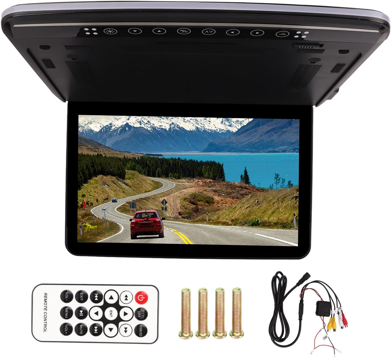 Monitor de techo de automóvil de 13.3 pulgadas, pantalla panorámica TFT de 169, reproductor de video superior de coche HD de 1080P con luz de doble