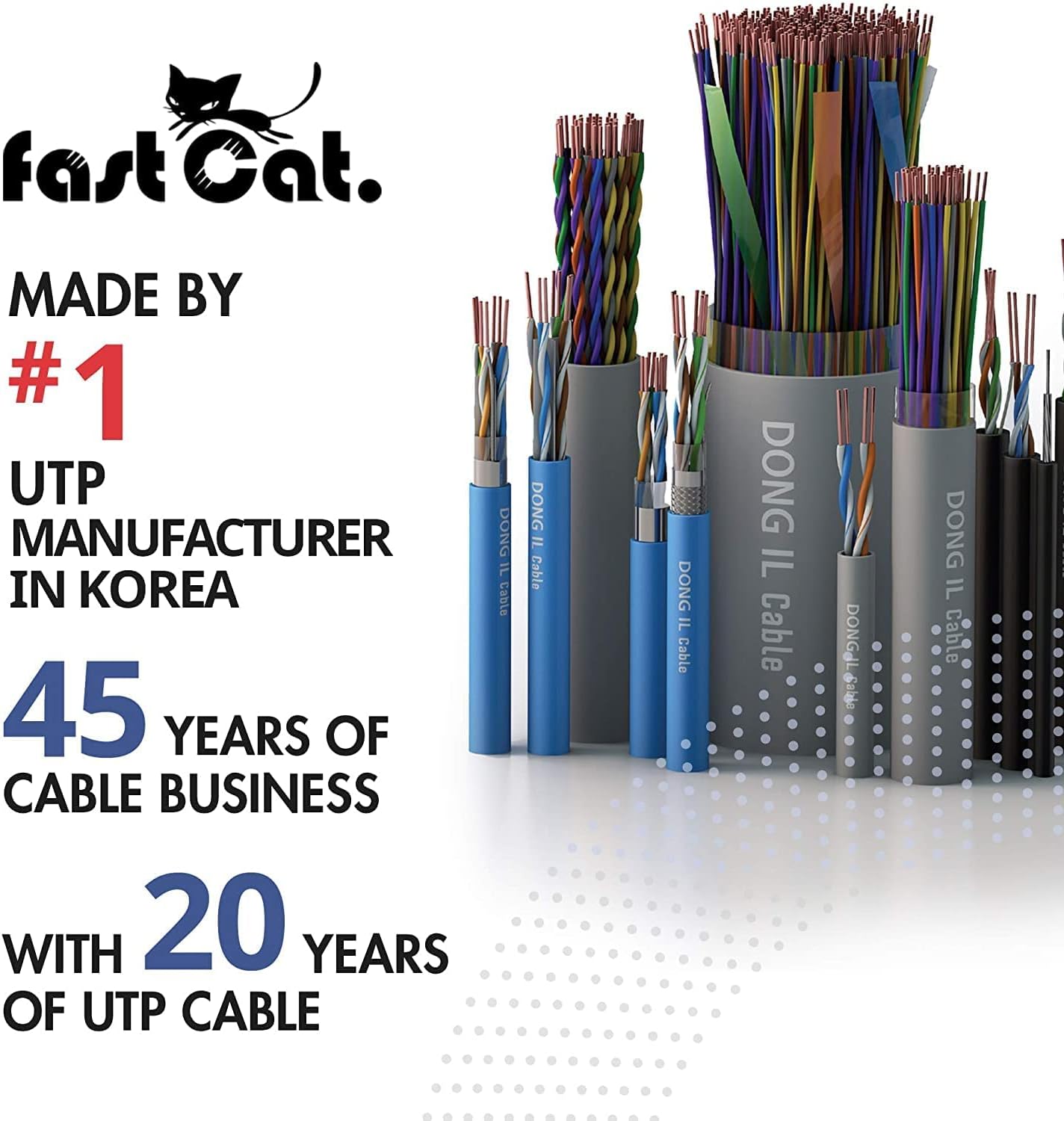 fast Cat. Cable Ethernet Cat6 Direct Burial para exteriores, cable Cat6 impermeable de 1000 pies con conductores de cobre sólido de 23 AWG, CMX, UTP