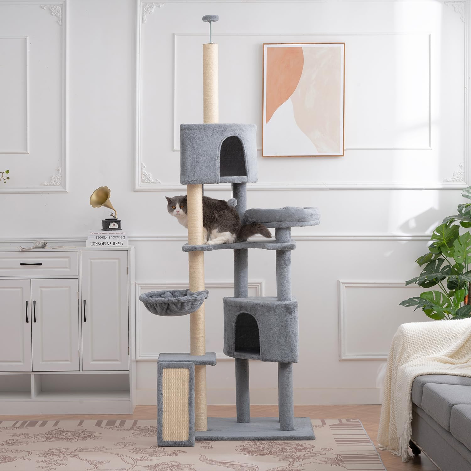 mydearpet Árbol para gatos, torre para gatos de 104 pulgadas para gatitos de interior, gatos y mascotas, condominio para gatos de varios niveles con