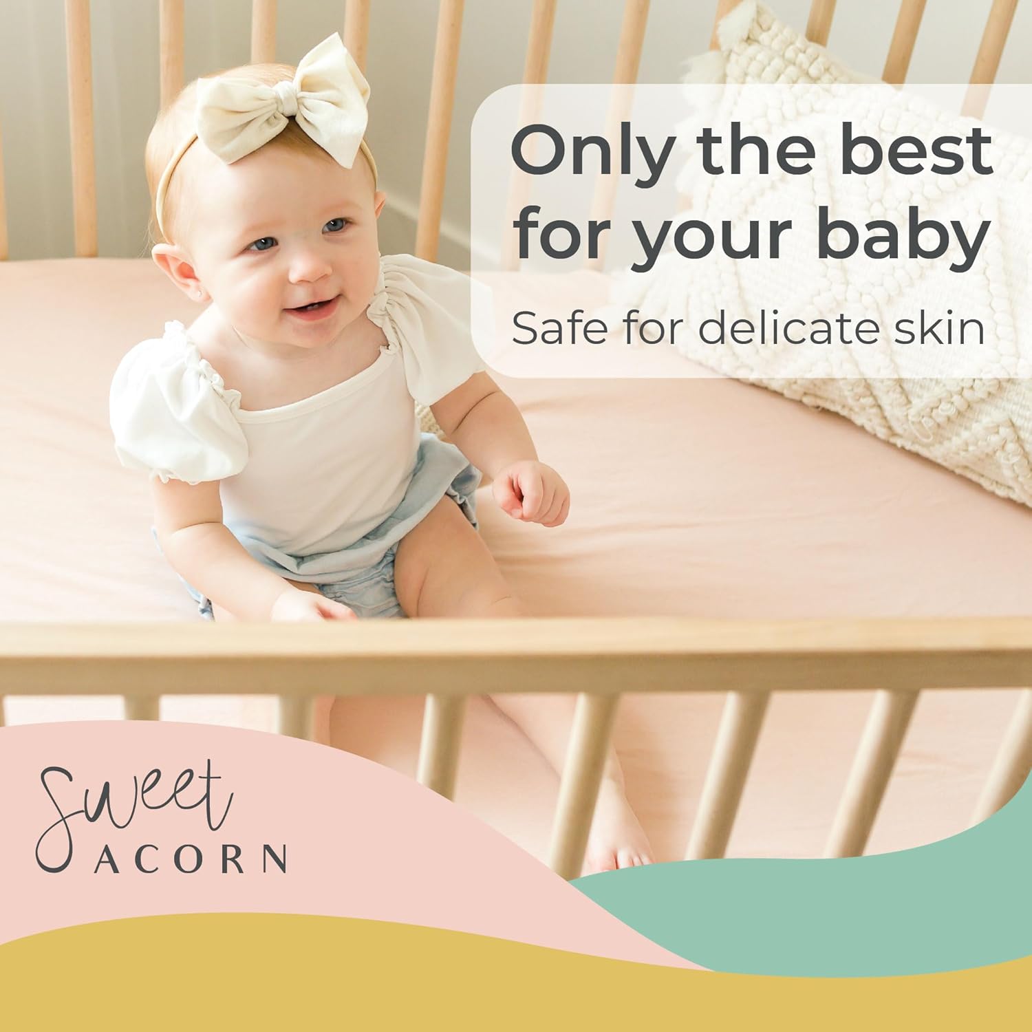 Sábanas ajustables para cuna, ropa de cama de punto de jersey de algodón orgánico, se adapta a colchones estándar de cuna de bebé, 9 x 28 x 52