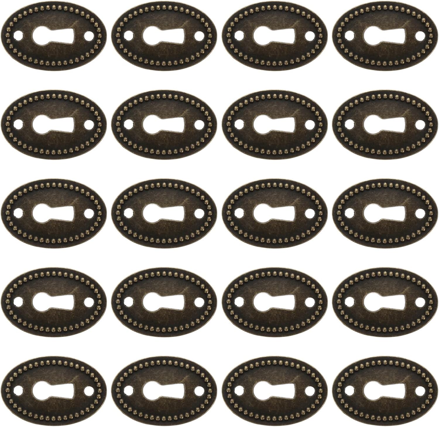 Baluue 20 fundas de latón ovaladas de metal para ojo de cerradura, 1.4 pulgadas de largo x 1 pulgada de ancho, protector de ojo de cerradura retro