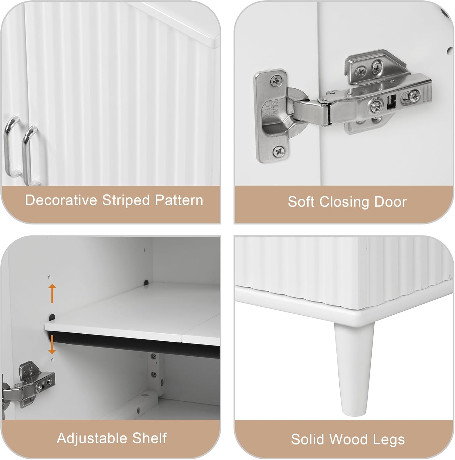 P PURLOVE Mueble de baño de 24 pulgadas con fregadero, armario de almacenamiento de baño con dos puertas y estantes ajustables, moderno juego de