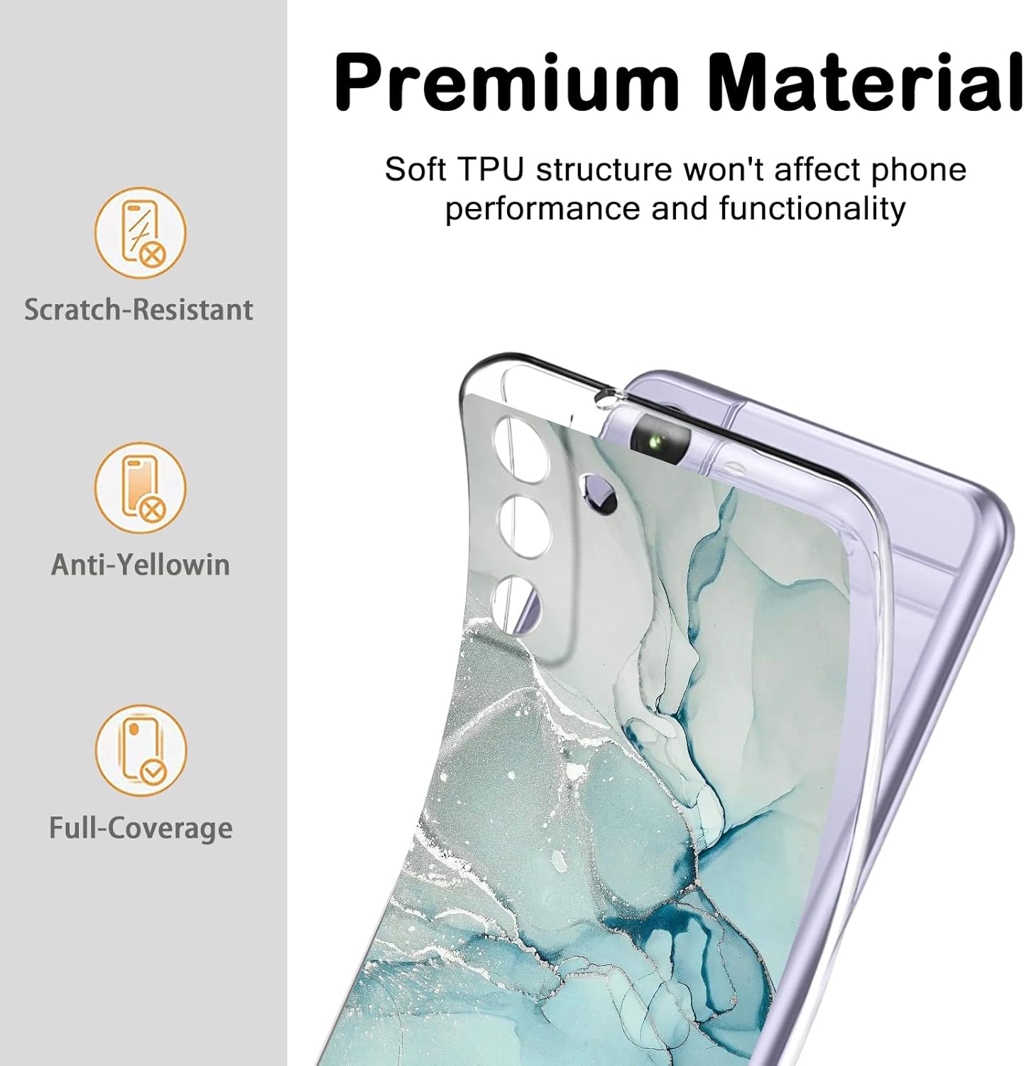 Funda protectora de silicona TPU suave flexible para Samsung Galaxy S21 FE 5G de 6.4 pulgadas, diseño de mármol, para hombres, niñas, mujeres, funda