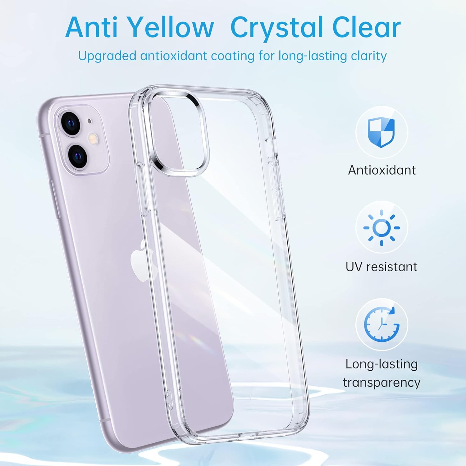 Anqrp Funda transparente diseñada para iPhone 11, compatible con carga inalámbrica, antiamarilleamiento, transparente, delgada, antiarañazos, para