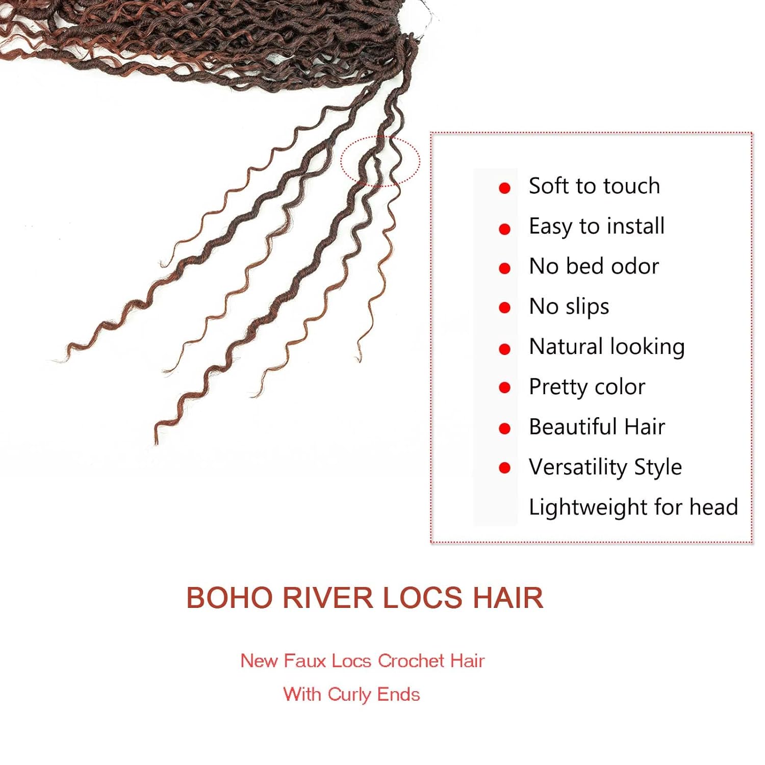 Copper Goddess – Rastas sintéticas de ganchillo con extremos rizados, 7 paquetes de cabello bohemio de ganchillo de 14 pulgadas, cabello de