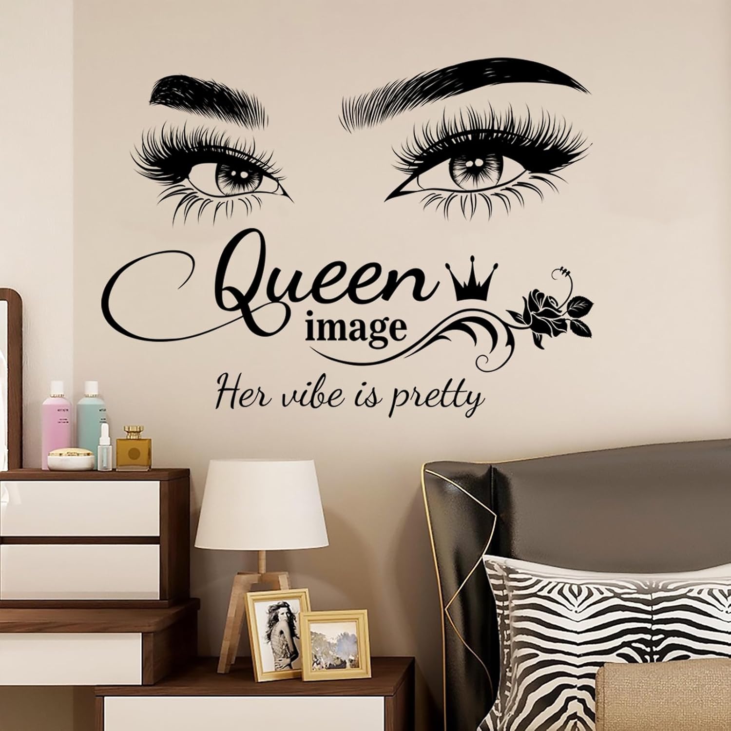 Dechom Queen Vibes – Calcomanías de pared con citas inspiradoras, ojos sexys, palabras motivacionales, calcomanías de pared para mujeres y niñas,