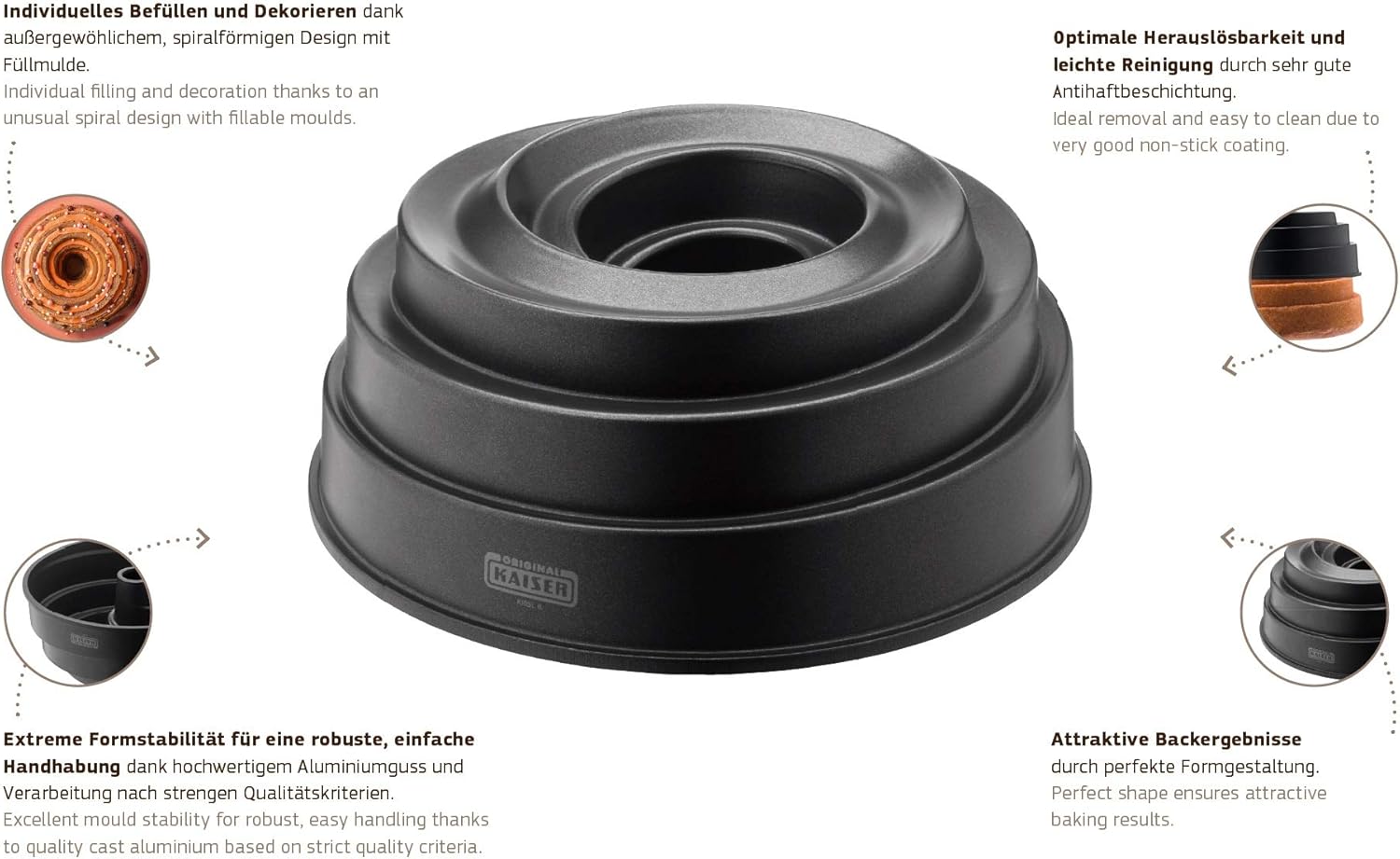 Kaiser Inspiration Twister Bundt – Molde para tartas (9.8 in), diseño de espiral