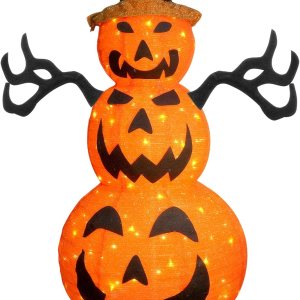 Yumhum Decoraciones de calabaza de Halloween preiluminadas de 3.9 pies para exteriores, para porche, enchufar 120 luces LED naranjas, 8 modos de Yumhum Decoraciones de calabaza de Halloween preiluminadas de 3.9 pies para exteriores, para porche, enchufar 120 luces LED naranjas, 8 modos de