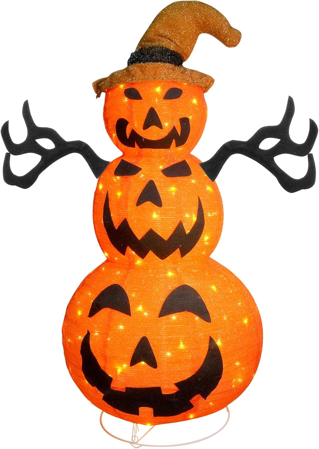 Yumhum Decoraciones de calabaza de Halloween preiluminadas de 3.9 pies para exteriores, para porche, enchufar 120 luces LED naranjas, 8 modos de