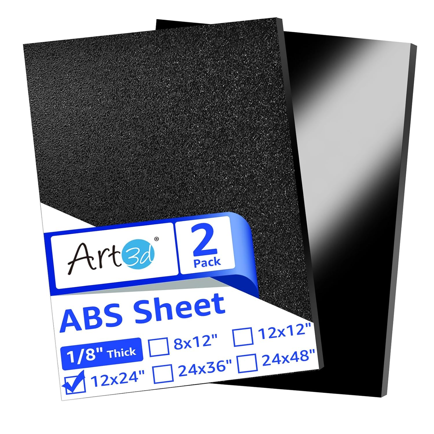 Art3d Hojas de plástico ABS de 18 pulgadas de grosor, 12 x 24 pulgadas, paquete de 2  Hoja de ABS rígida Art3d de dos caras Thermoform (parte