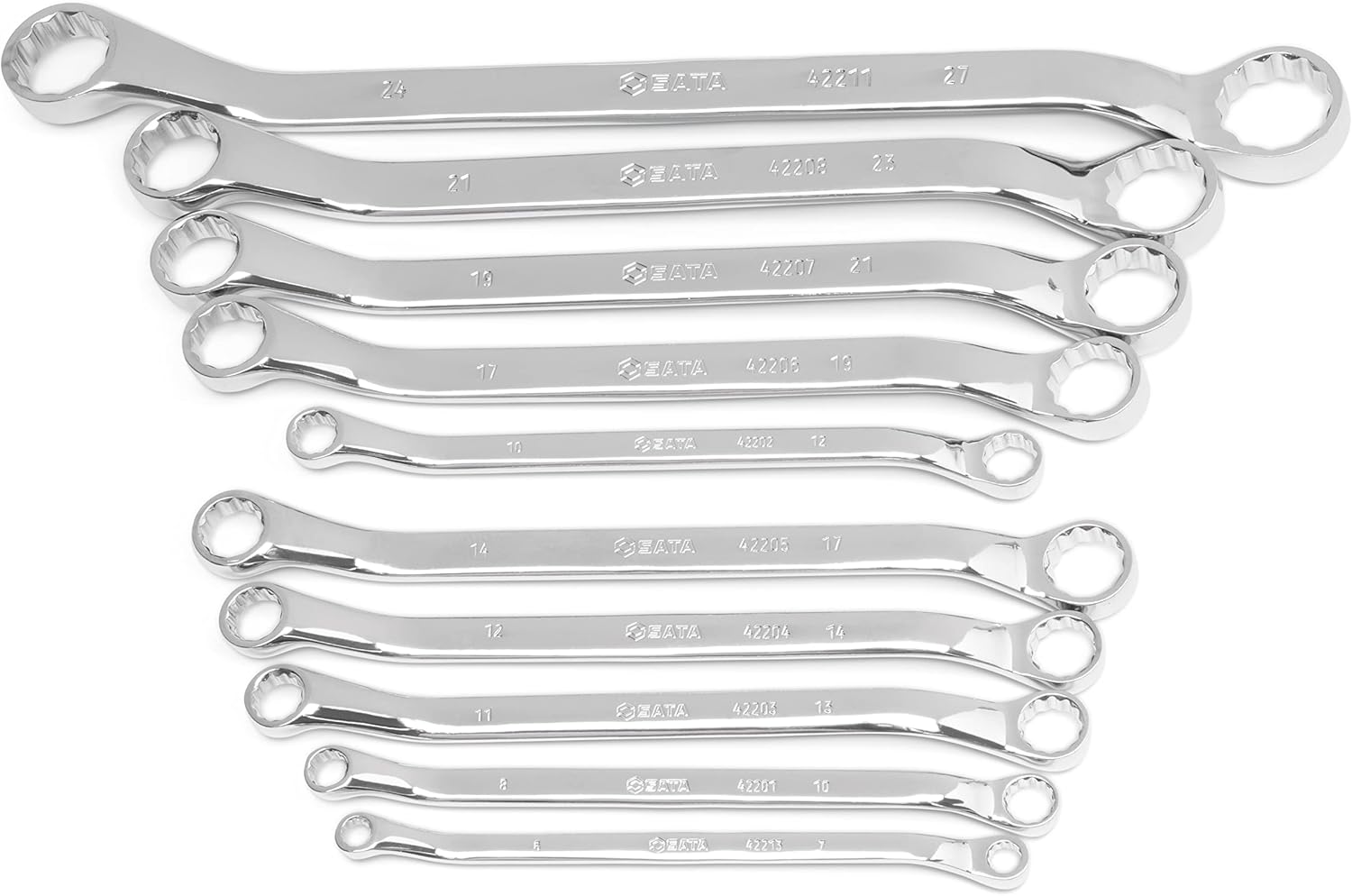 SATA ST09905 – Juego de bandejas de llave de caja doble de 40 grados, 10 piezas, totalmente pulido, color verde