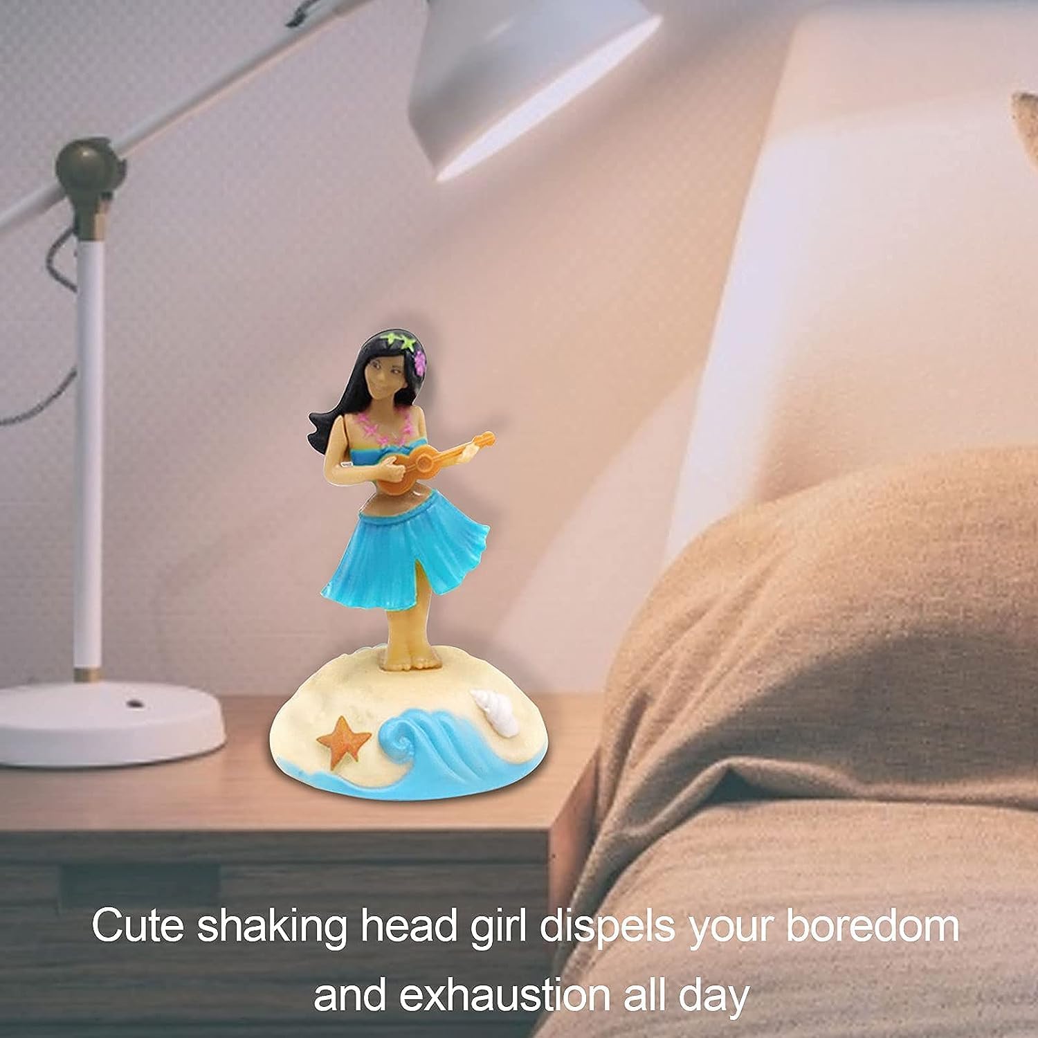 Decoración de figuras de baile con energía solar, adornos de cabeza agitada solar, Hula Girl, decoración interior del tablero de instrumentos de