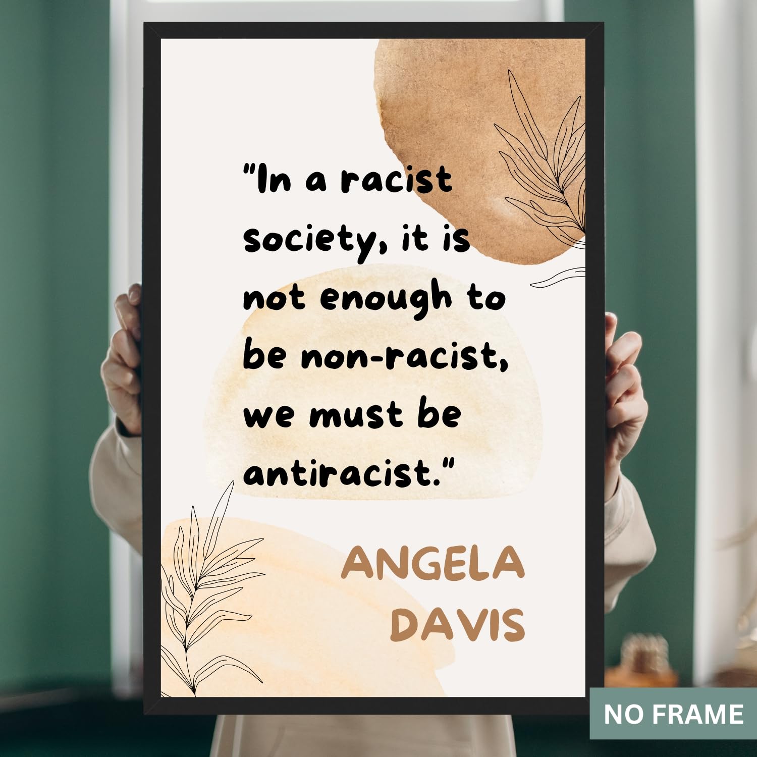 Inspirational Feminist Poster – Angela Davis Quote – Empowered Women Print, Inspirational Wall Art Posters for Teen Girls Room Decor, Womens History