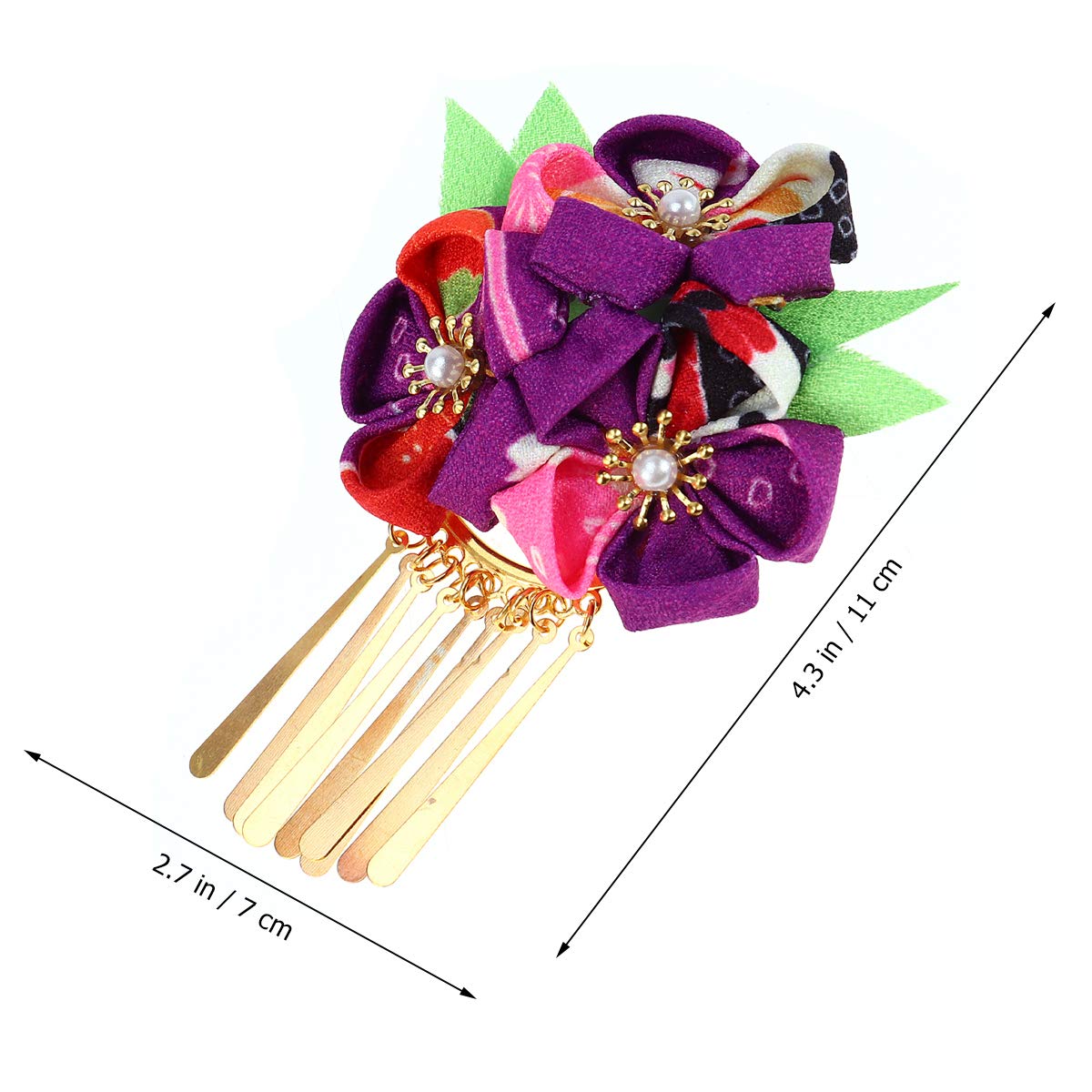 Amosfun Pinza japonesa para el cabello, kimono, flor, clip para el cabello de flores Kanzashi, para mujeres y niñas (morado)