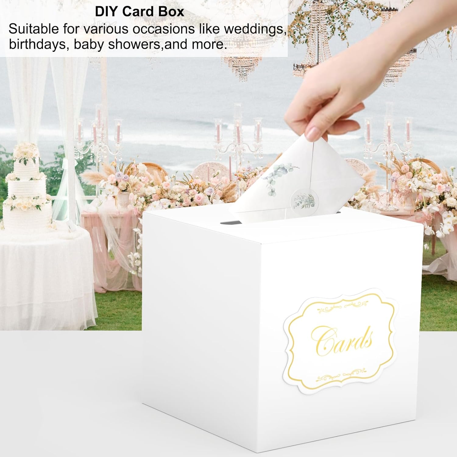 Caja de tarjetas de boda para recepción, caja de regalo blanca, caja de dinero para baby showers, cumpleaños, bodas, jubilaciones, casas abiertas,