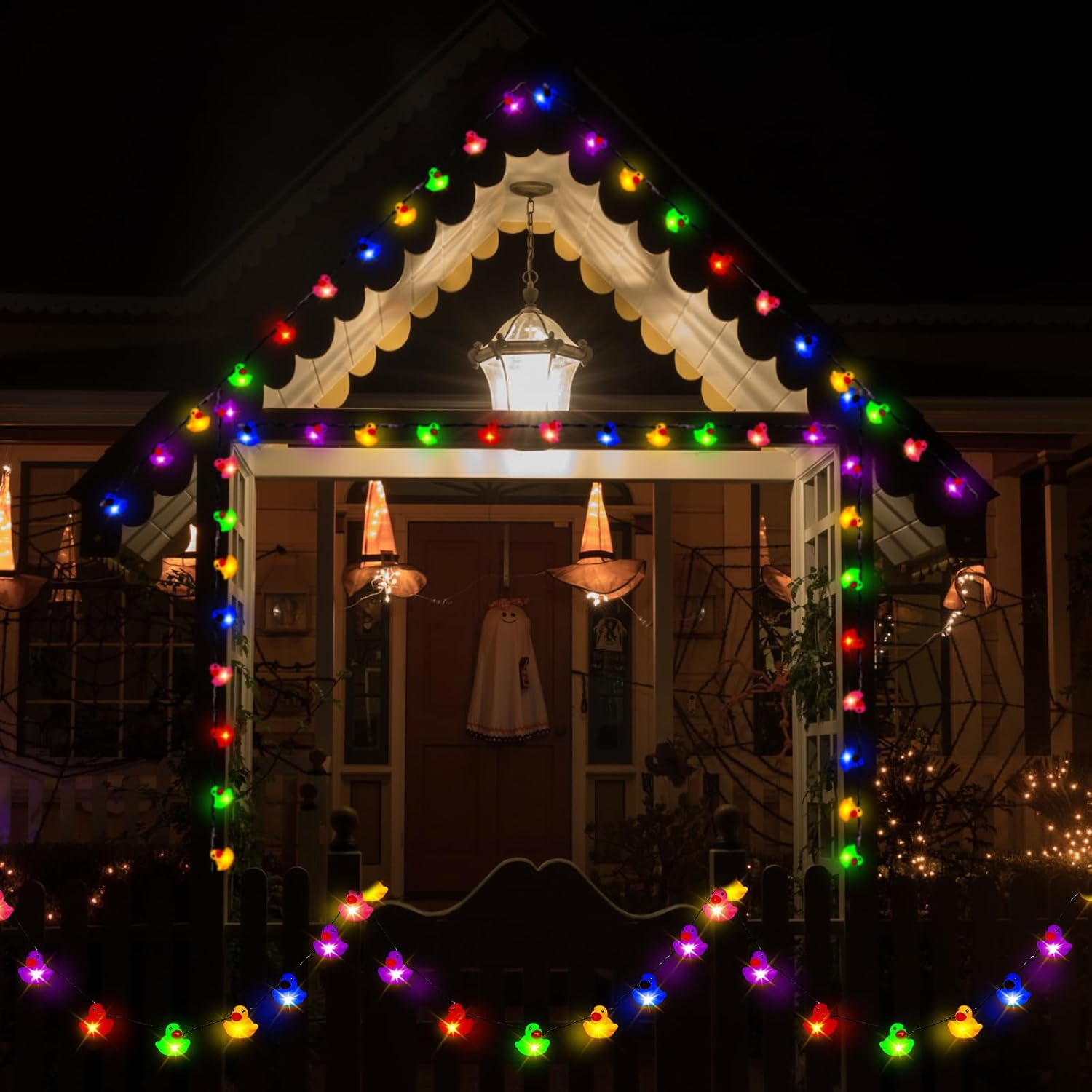 Deekin Guirnalda de luces LED de goma con forma de pato de 100200 luces LED para árbol de Navidad, pato, funciona con pilas, luces decorativas para