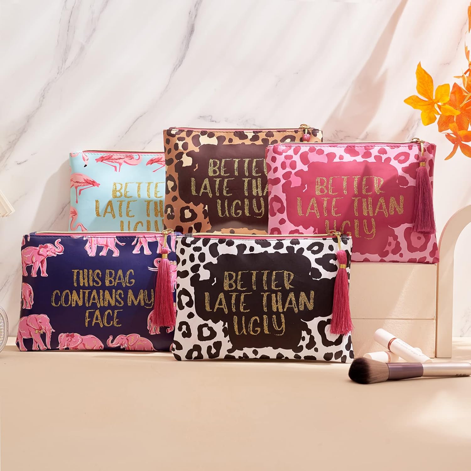 WOOMADA Bolsa de maquillaje grande con cremallera, organizador portátil de cosméticos de viaje para mujeres, regalos y accesorios, organizador de