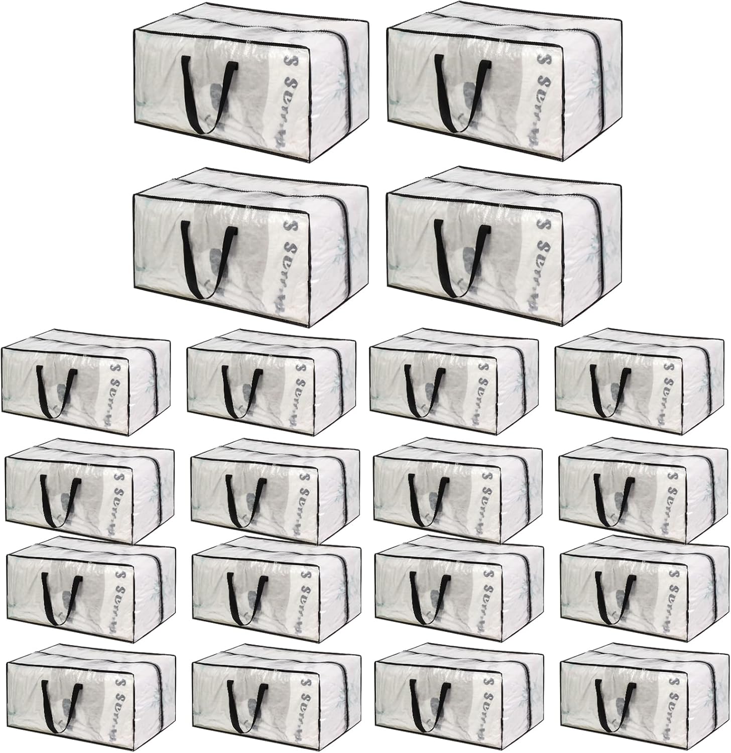Bolsas de mudanza transparentes  Paquete de 20 bolsas de almacenamiento extra grandes y resistentes con cremallera y asas de refuerzo  29 x 14 x 13