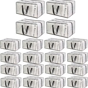 Bolsas de mudanza transparentes  Paquete de 20 bolsas de almacenamiento extra grandes y resistentes con cremallera y asas de refuerzo  29 x 14 x 13 Bolsas de mudanza transparentes  Paquete de 20 bolsas de almacenamiento extra grandes y resistentes con cremallera y asas de refuerzo  29 x 14 x 13