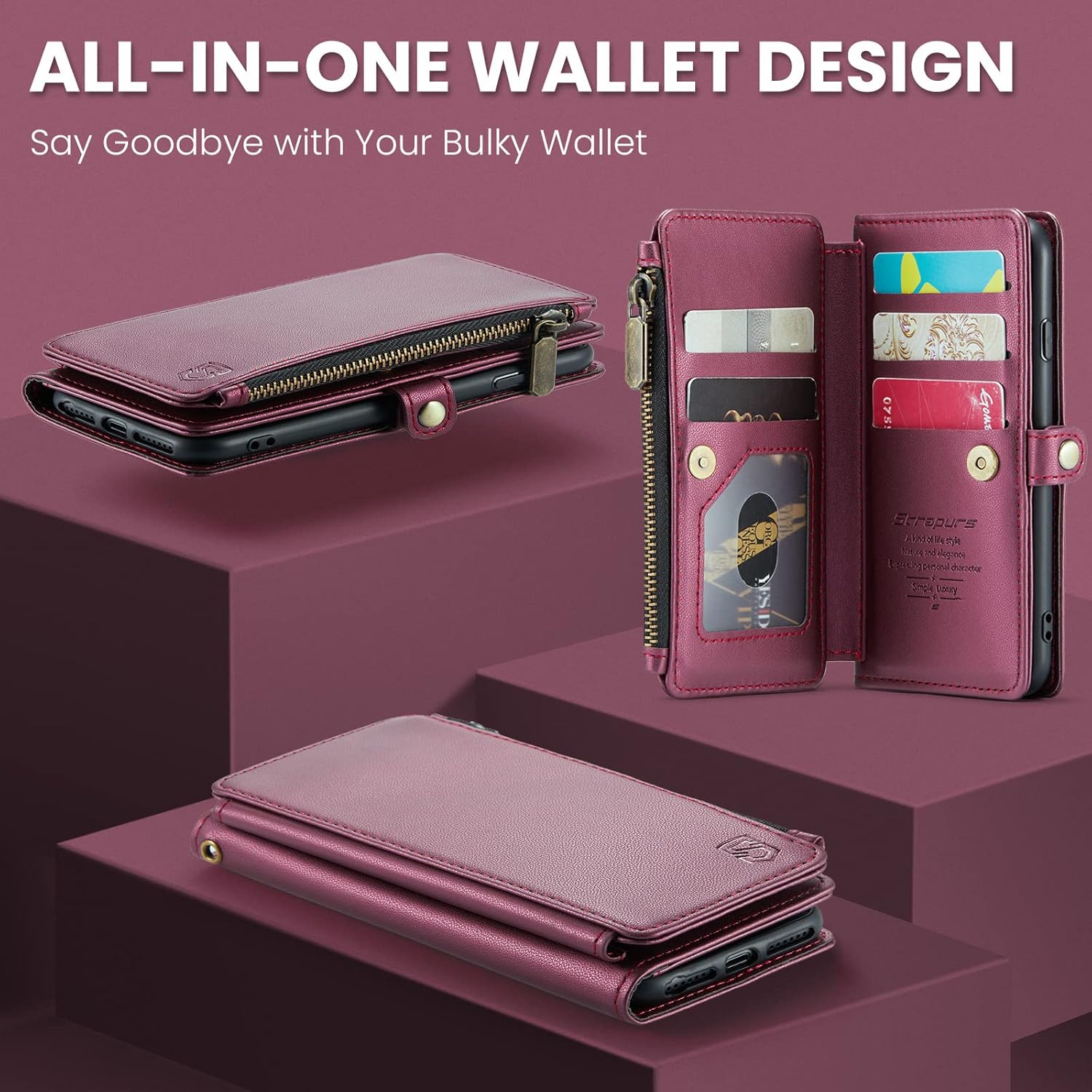 Funda compatible con iPhone SE, para iPhone 87SE 2nd 2020SE 3 funda tipo cartera con tarjetero, bloqueo RFID, funda magnética de piel sintética de