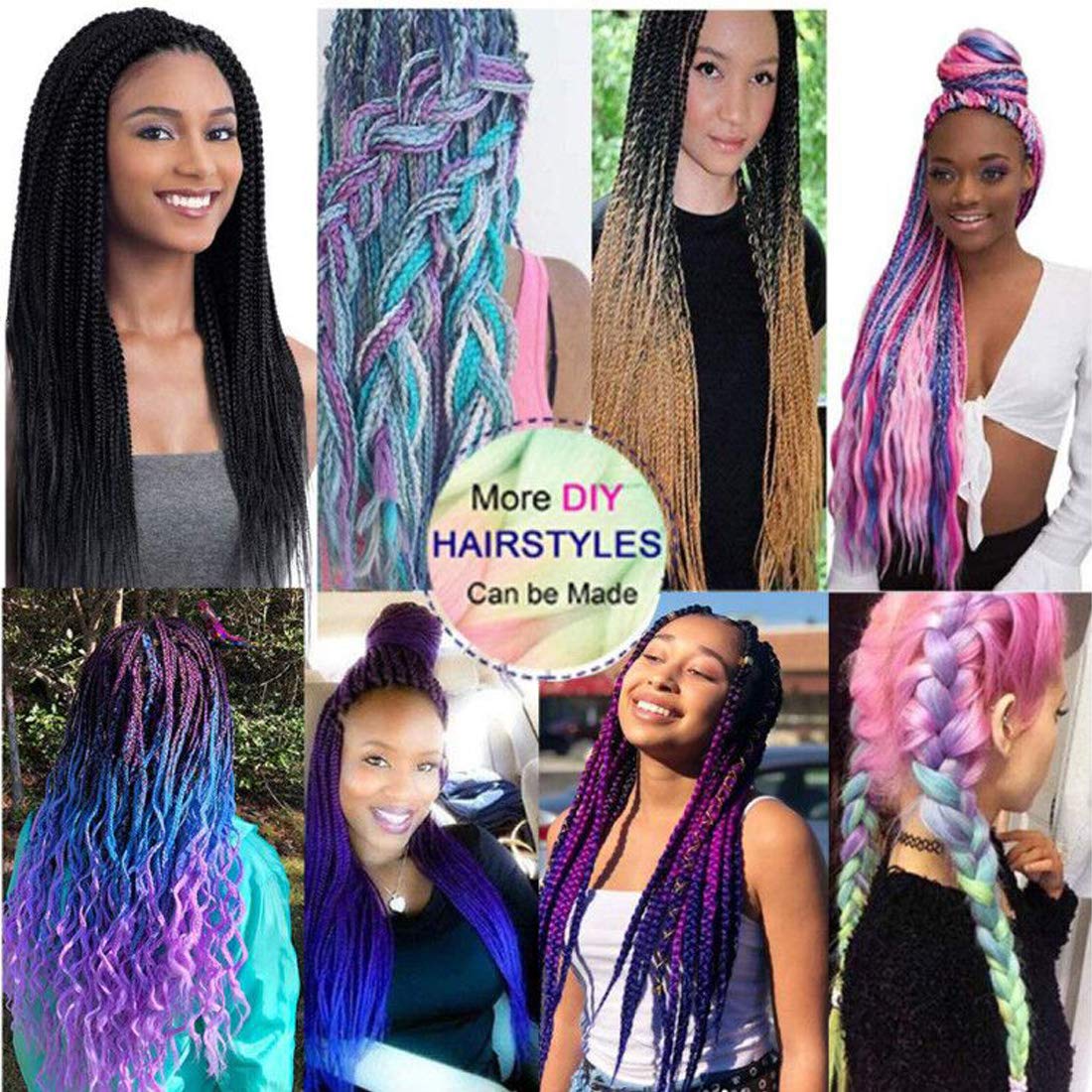 Xiaofeng Extensiones de cabello trenzado para mujer, 6 paquetes de 3.53 ozpaquete, 24 pulgadas, alta temperatura, ombré, pelo sintético jumbo