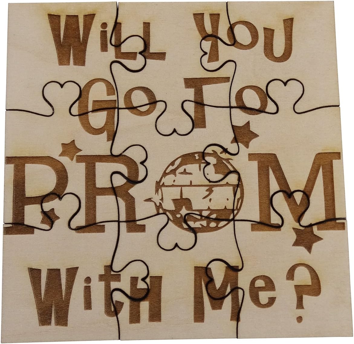 Will You Go to Prom with Me – Rompecabezas cuadrado de 9 piezas de madera de tilo, propuesta