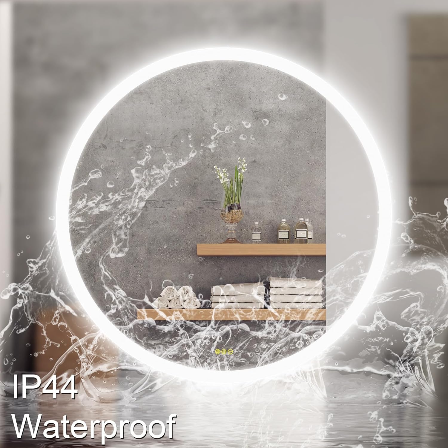 CITYMODA LED Bathroom Mirror with Lights 32 inch Round Led Mirror Anti-Fog, Stepless Dimmable, 3 Color Temperature, Memory Bathroom Vanity Mirror