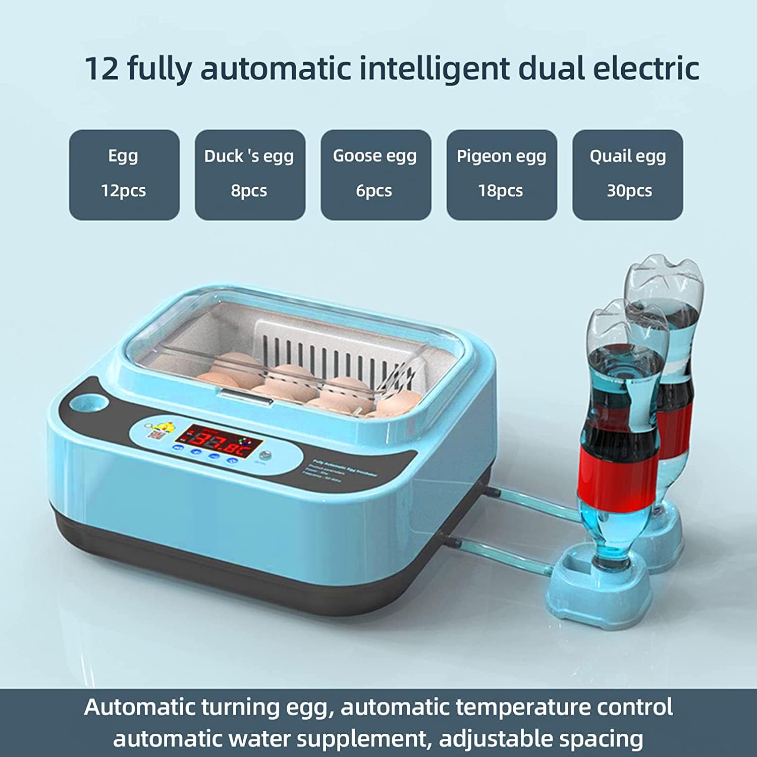 12 incubadoras de huevos para pollos, incubadora automática para incubación de huevos, máquina de criar pollo con giro automático de huevos, adición