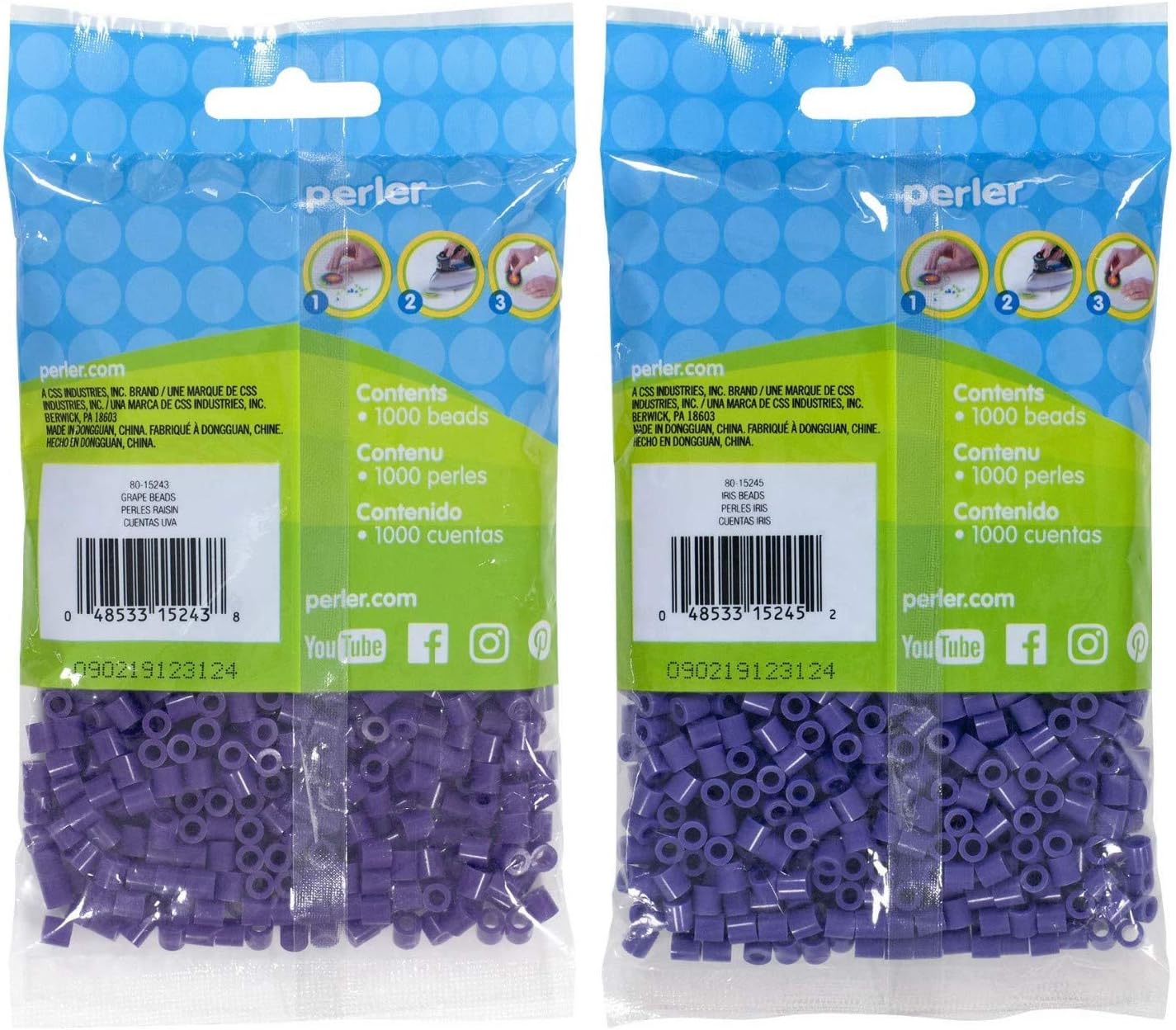 Perler Bolsa de cuentas 1000, paquete de uva e iris (paquete de 2)