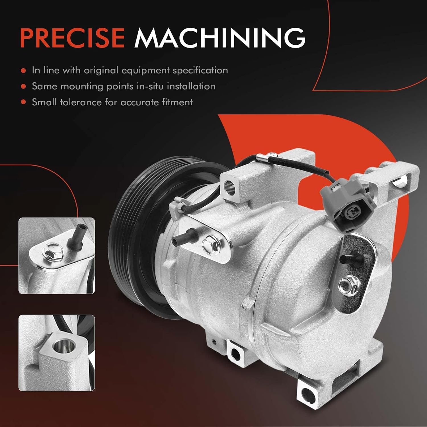 A-Premium Compresor de AC con embrague compatible con Mazda 3 2.3L 2007-2009, 6 2.3L 2006-2007, turboalimentado