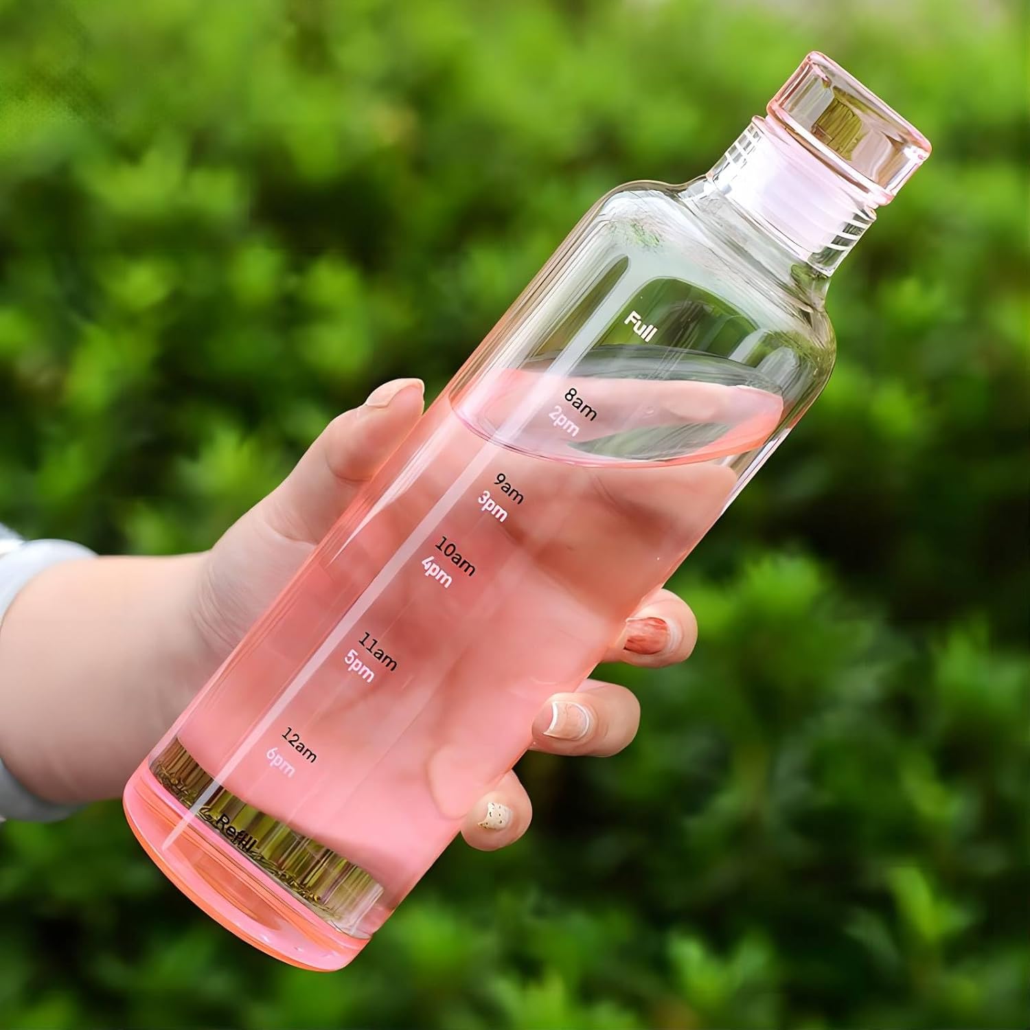 YangStrongHeart Hermosa botella de agua recta transparente de gran capacidad taza de agua portátil Hight vidrio borosilicato (rosa)