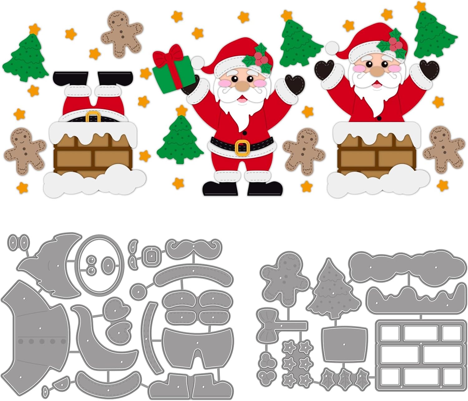 GLOBLELAND Juego de 22 troqueles de corte de Papá Noel para bricolaje, álbumes de recortes, de metal, para chimenea, troquelados, plantillas para