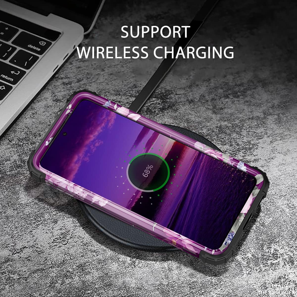 LONTECT Funda protectora híbrida resistente 3 en 1 para Galaxy S21 FE 5G (no compatible con S21 5G), diseño floral, a prueba de golpes, resistente,