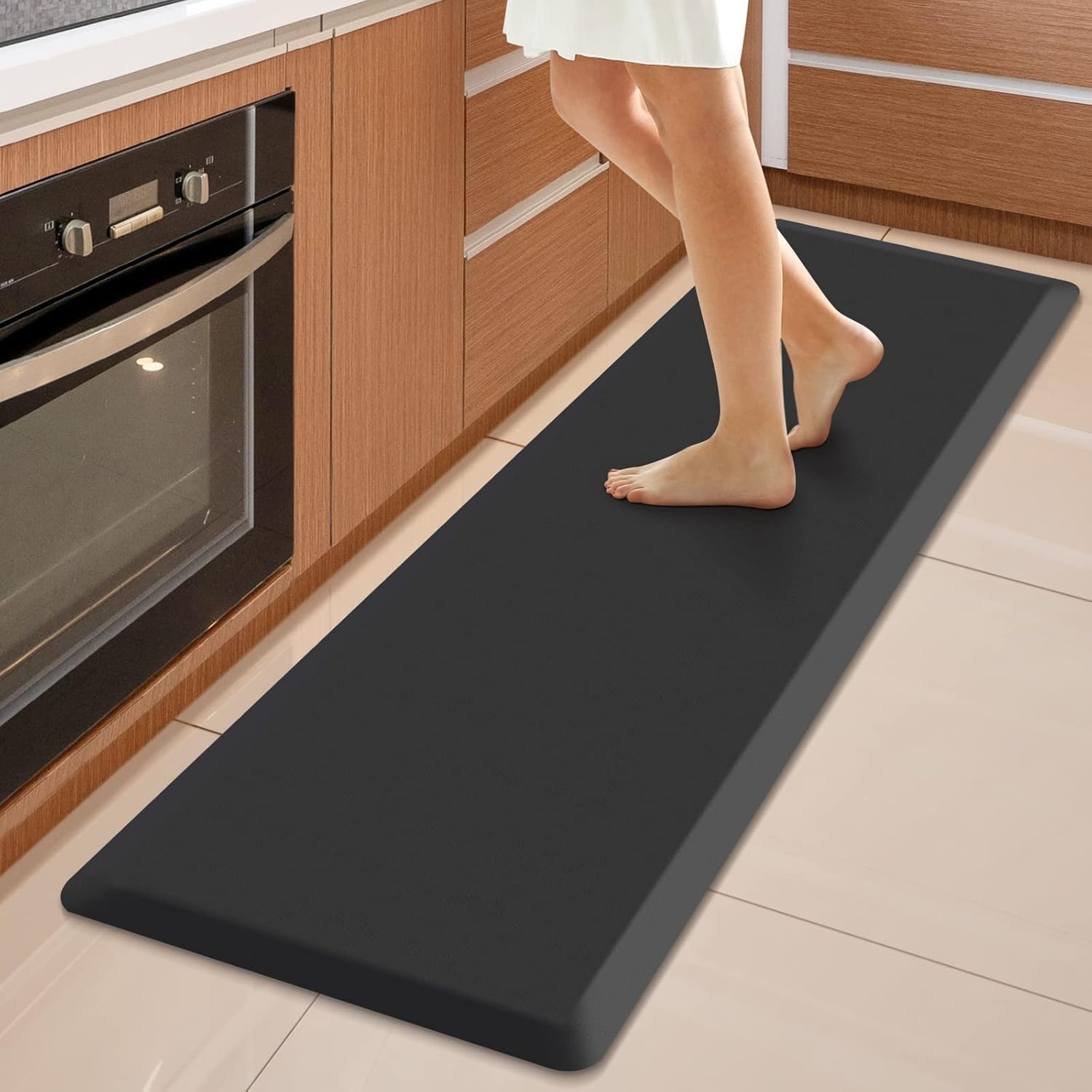WISELIFE Tapete de cocina acolchado, impermeable, tapete de cocina resistente al agua, tapete ergonómico de PVC cómodo para cocina, oficina,