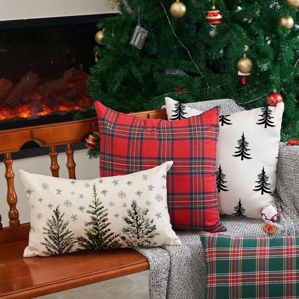 DFXSZ Fundas de almohada de Navidad de 12 x 20 pulgadas, diseño de copo de nieve, decoración de invierno familiar para el sofá del hogar 041