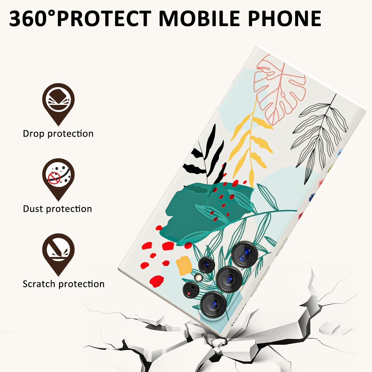 MINSCOSE Funda compatible con Samsung Galaxy S23 Ultra, bonito diseño floral colorido, TPU suave, delgada, delgada, femenina, funda protectora a