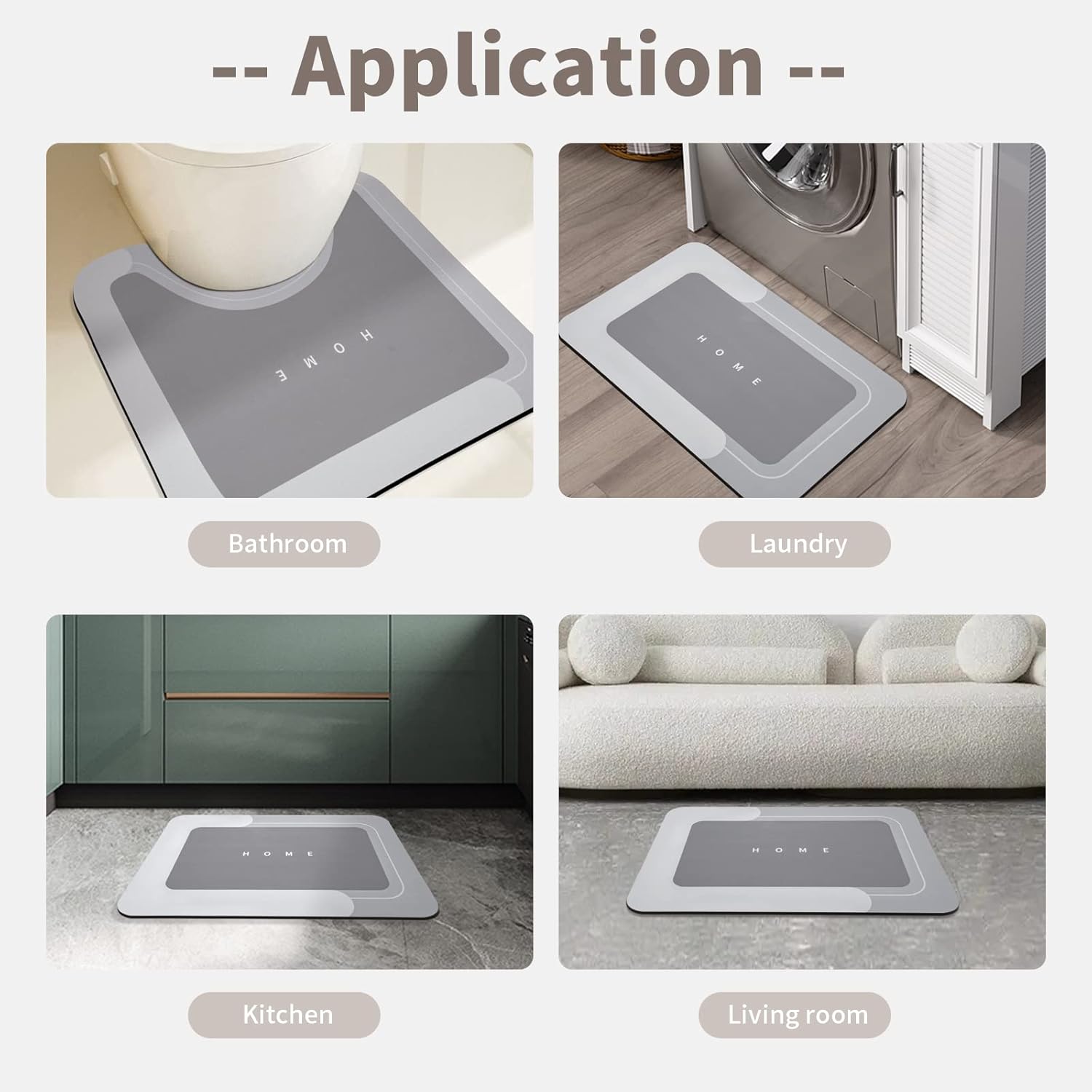 Juego de 2 tapetes absorbentes de baño, tapetes de secado rápido, tapetes mágicos de silicona antideslizante con respaldo de goma para baño, cocina,