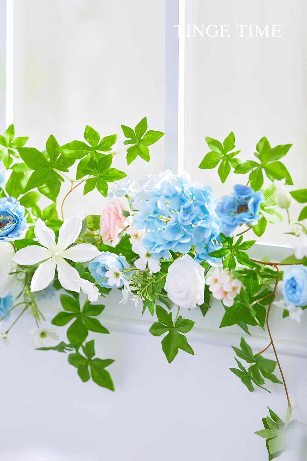 TINGE TIME Guirnalda de flores de 6 pies, guirnaldas para decoración con flores con tarjeta perfumada, ambientador, rosas artificiales para boda,
