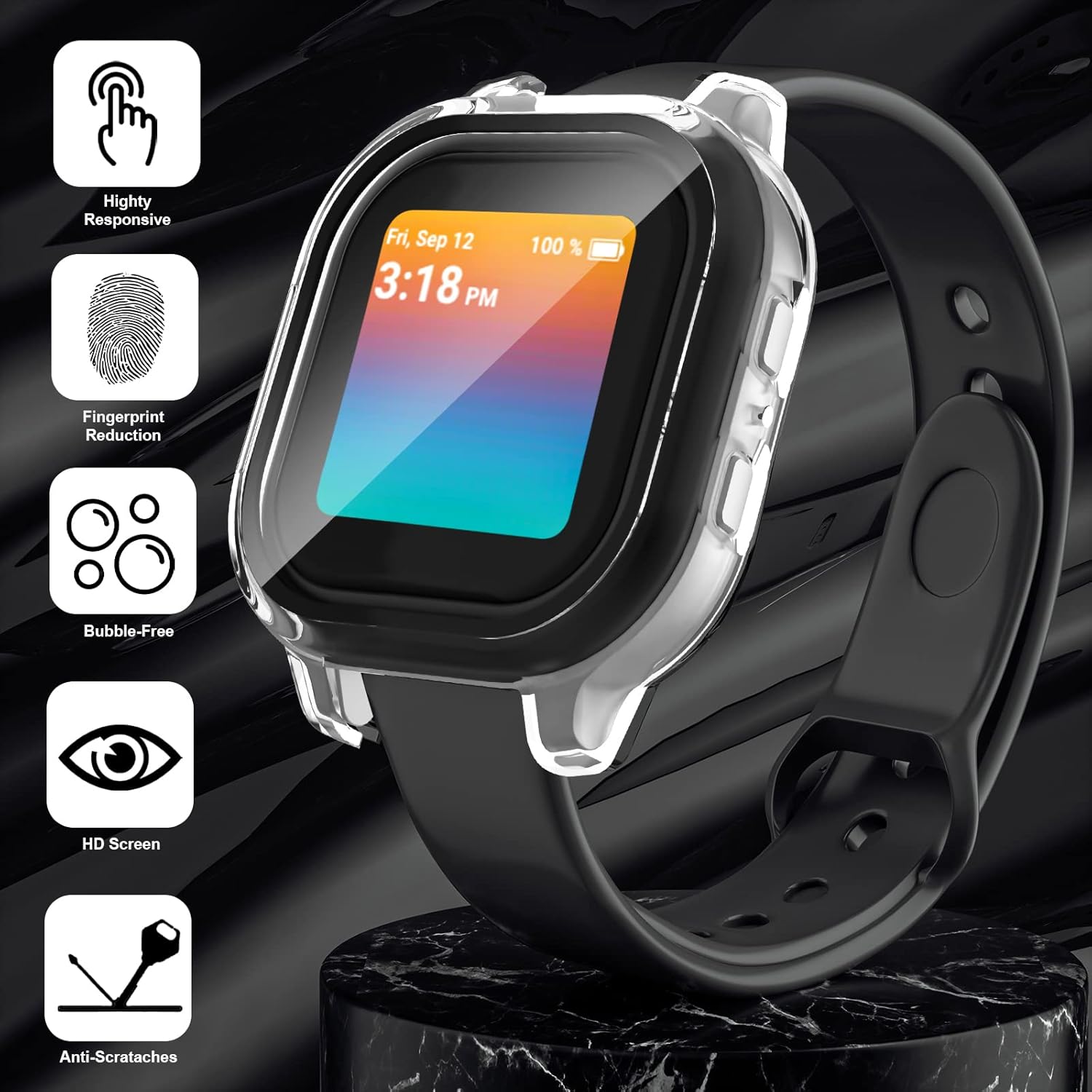 Paquete de 2 Funda compatible con protector de pantalla de reloj Gabb para niños, carcasa protectora general de policarbonato duro para parachoques