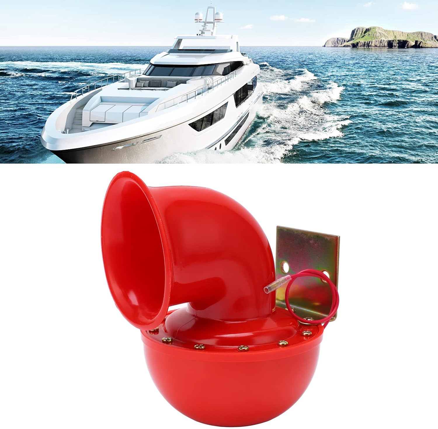 Bocina de coche, 12 V 150 db, bocina de aire roja, cuerno de toro eléctrico, bocina de metal con sonido de vaca para camión, tren, barco,