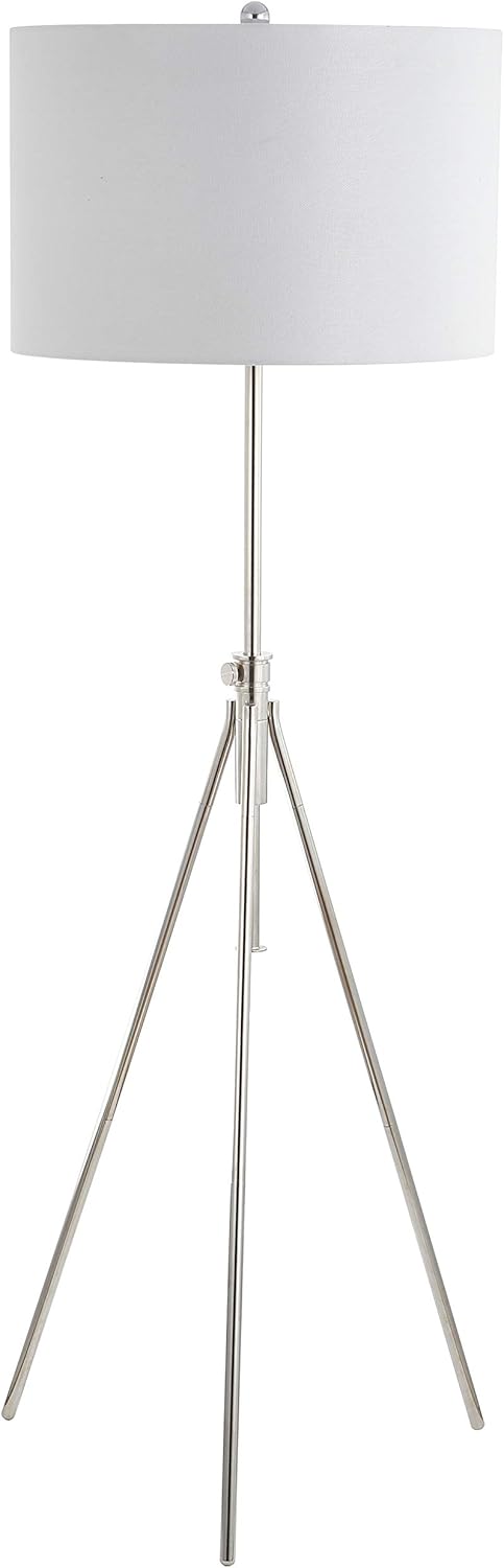 Safavieh FLL4007B Lighting Collection Cipriana – Lámpara de pie de níquel, 0, color plateado y blanco