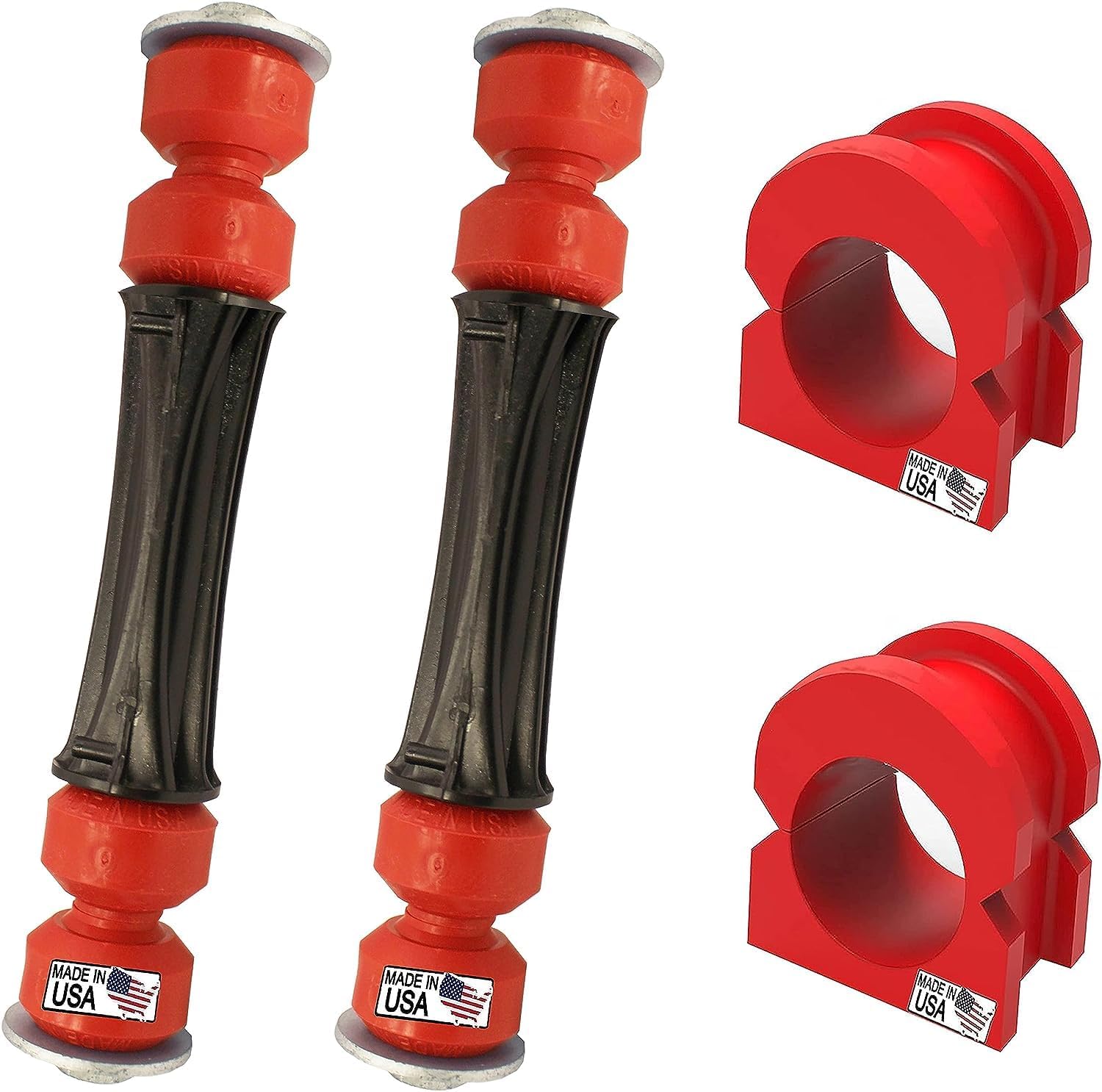 Suspension Dudes Kit de 4 eslabones estabilizadores de barra estabilizadora delantera + kit de buje extremo rojo código compatible con Escalade,