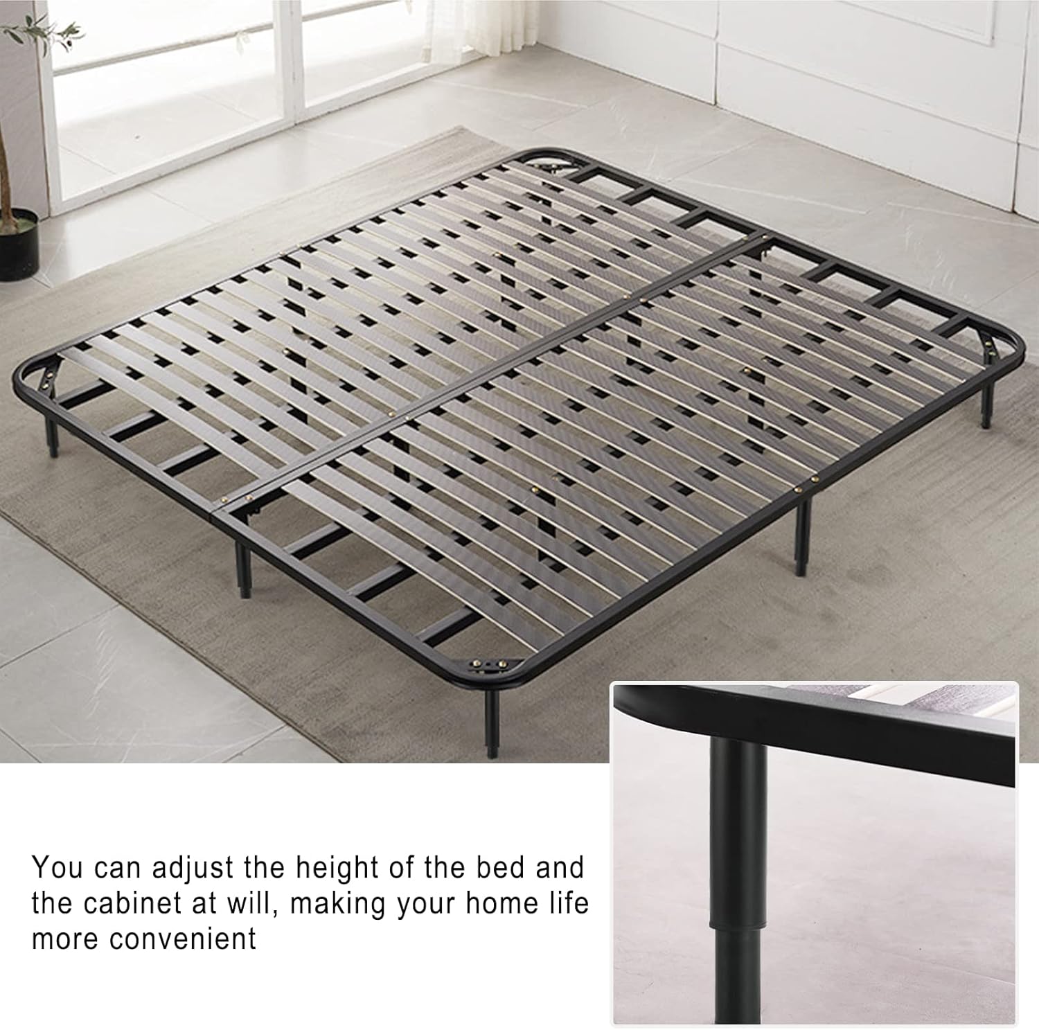 Patas de cama ajustables, reemplazo de patas de soporte de cama de metal, marco central de cama resistente, pata de soporte de listones centrales