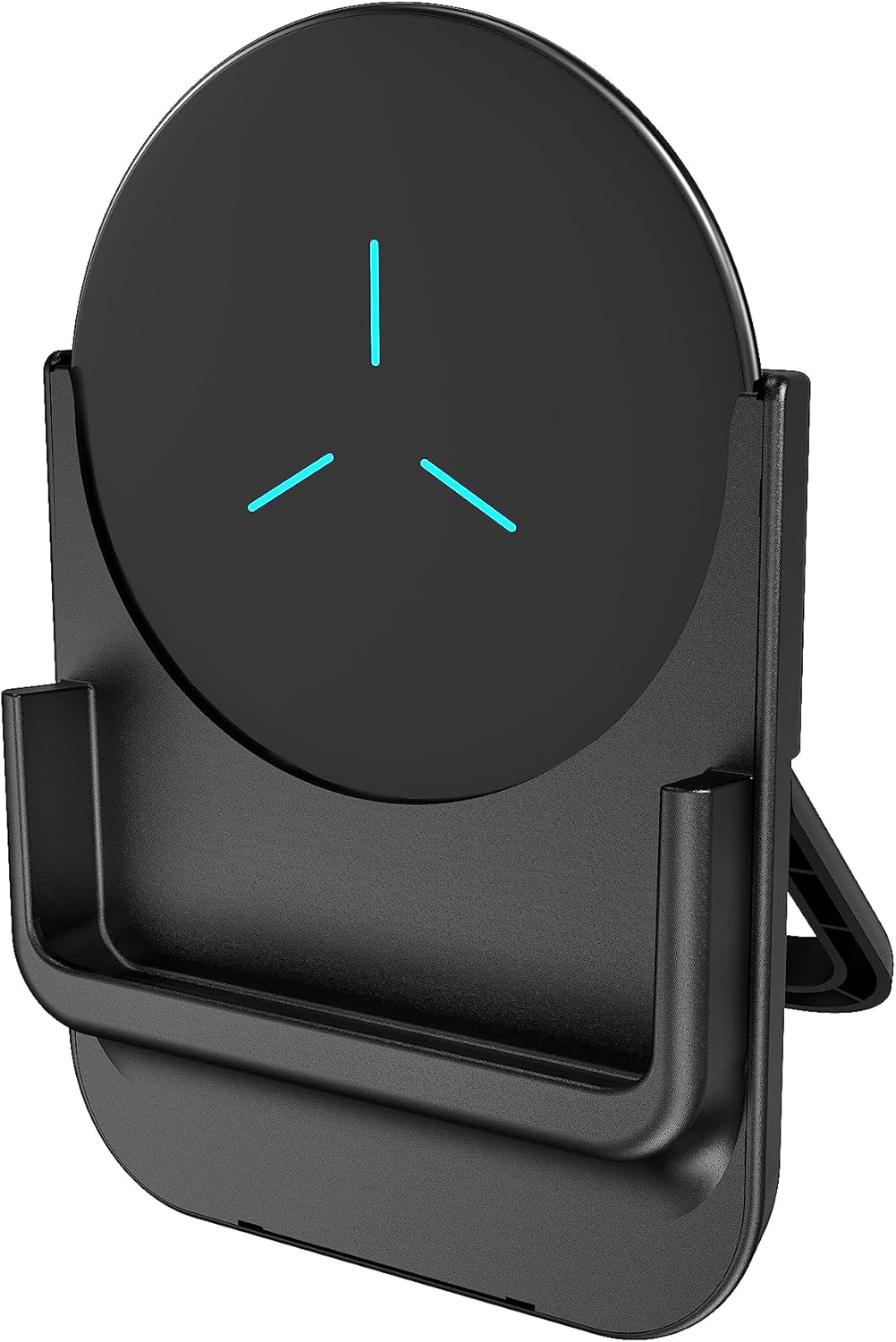 Almohadilla de carga inalámbrica, cargador inalámbrico rápido máximo de 15 W con certificación Qi (sin adaptador de CA) (negro+soporte)