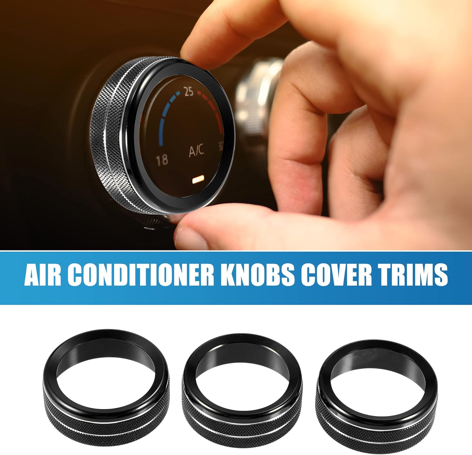 A ABSOPRO Calcomanías para pomos de aire acondicionado de automóvil, interruptor de radio de CA para Jeep Wrangler JL JLU 2018-2022, color negro