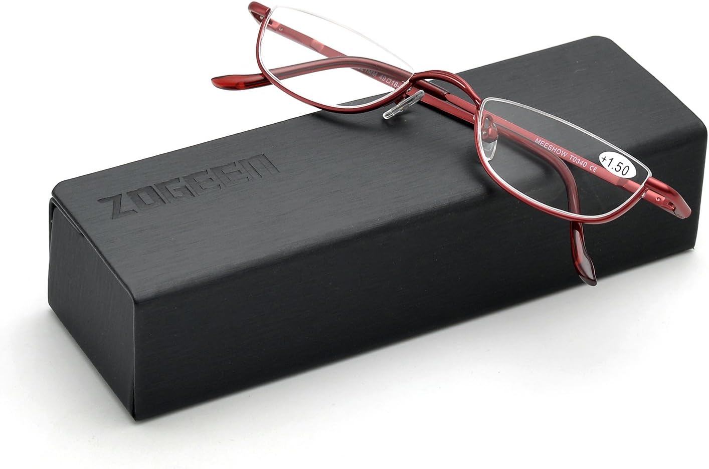 T0340 – Gafas de lectura de aleación vintage sin montura para hombres y mujeres, con elegante estuche
